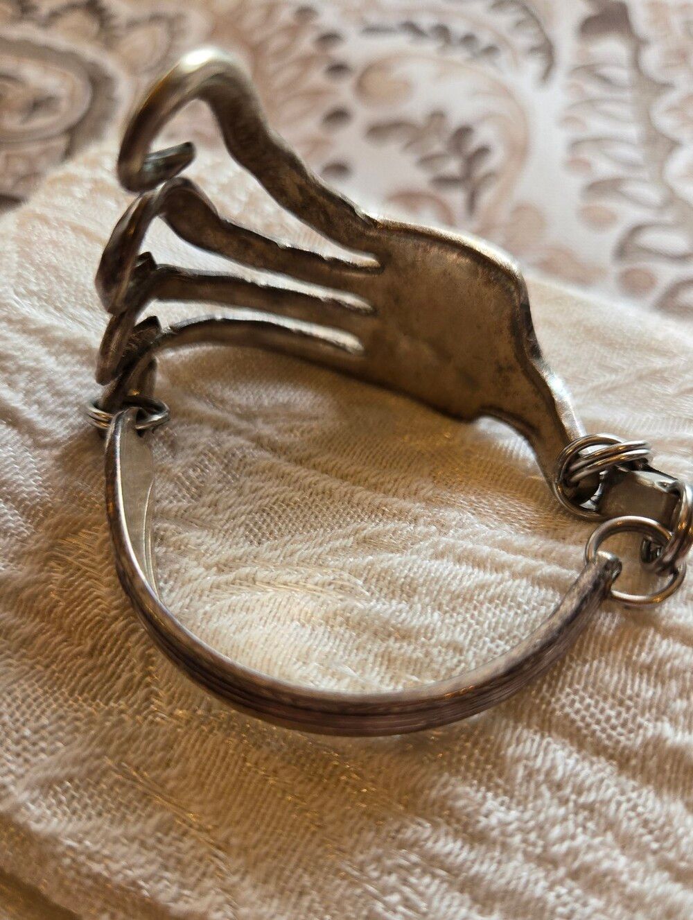 Vintage Bracelet Fork-Tine Silver Bracelet - Sculptural Spoon/Fork Design - Picture 3 of 4